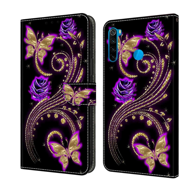 For Xiaomi Redmi Note 8T Crystal 3D Shockproof Protective Leather Phone Case(Purple Flower Butterfly) - free shipping - PMC TechLife - Order now!