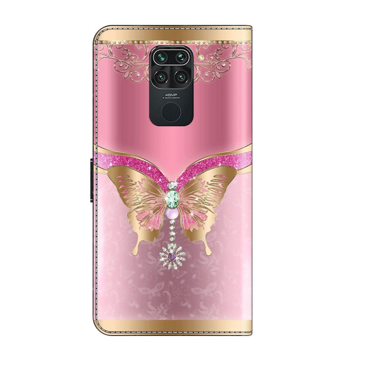 For Xiaomi Redmi Note 9 Crystal 3D Shockproof Protective Leather Phone Case(Pink Bottom Butterfly) - Xiaomi Cases by PMC Jewellery | Online Shopping South Africa | PMC Jewellery