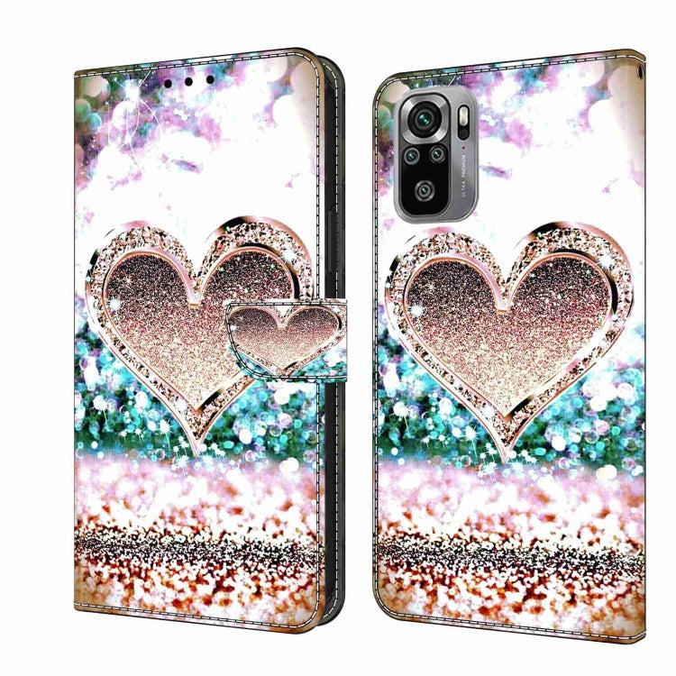 For Xiaomi Redmi Note 10 4G Crystal 3D Shockproof Protective Leather Phone Case(Pink Diamond Heart) - free shipping - PMC TechLife - Order now!