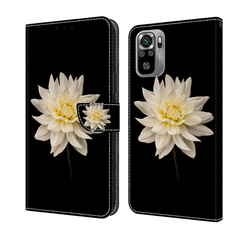 For Xiaomi Redmi Note 10 4G Crystal 3D Shockproof Protective Leather Phone Case(White Flower) - free shipping - PMC TechLife - Order now!