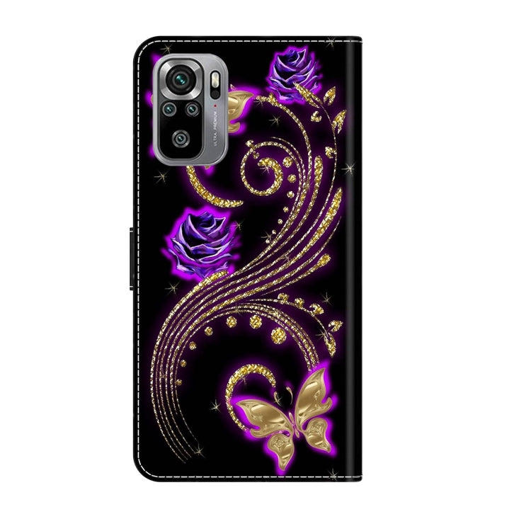 For Xiaomi Redmi Note 10 4G Crystal 3D Shockproof Protective Leather Phone Case(Purple Flower Butterfly) - free shipping - PMC TechLife - Order now!