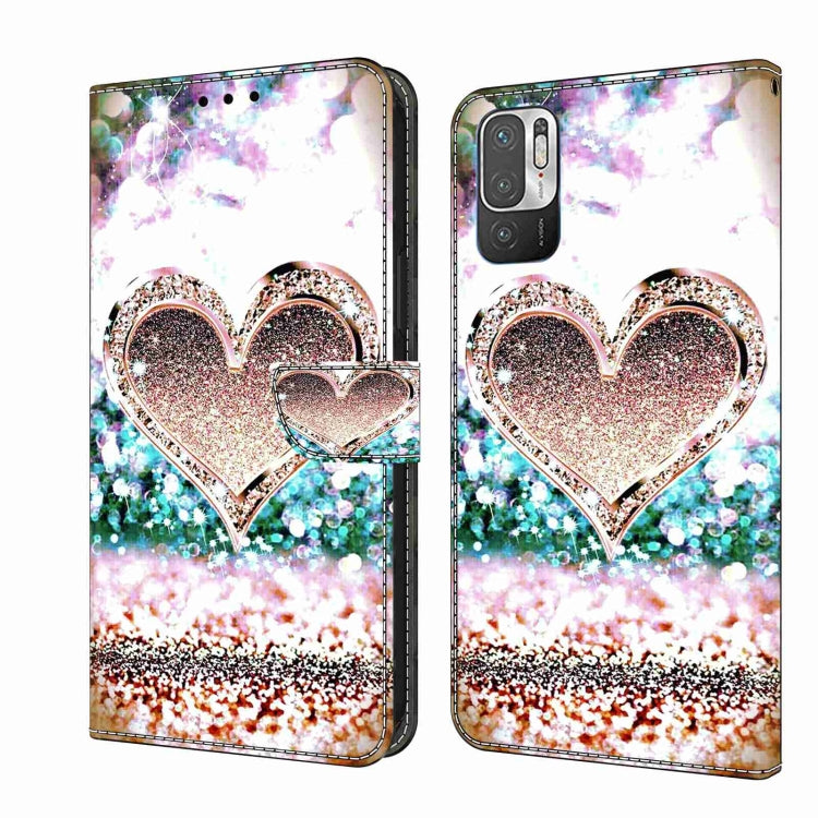 For Xiaomi Redmi Note 10 5G Crystal 3D Shockproof Protective Leather Phone Case(Pink Diamond Heart) - free shipping - PMC TechLife - Order now!