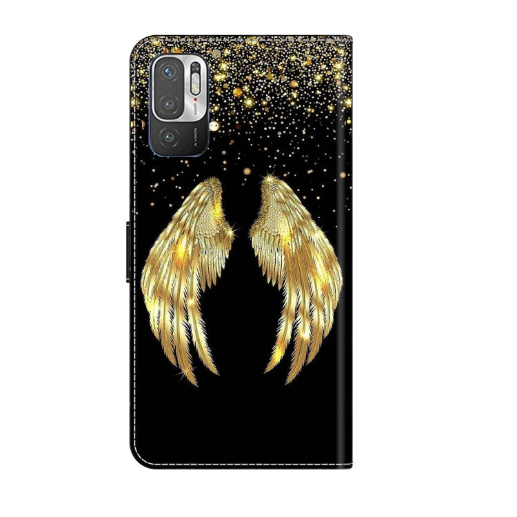 For Xiaomi Redmi Note 10 5G Crystal 3D Shockproof Protective Leather Phone Case(Golden Wings) - Xiaomi Cases by PMC Jewellery | Online Shopping South Africa | PMC Jewellery