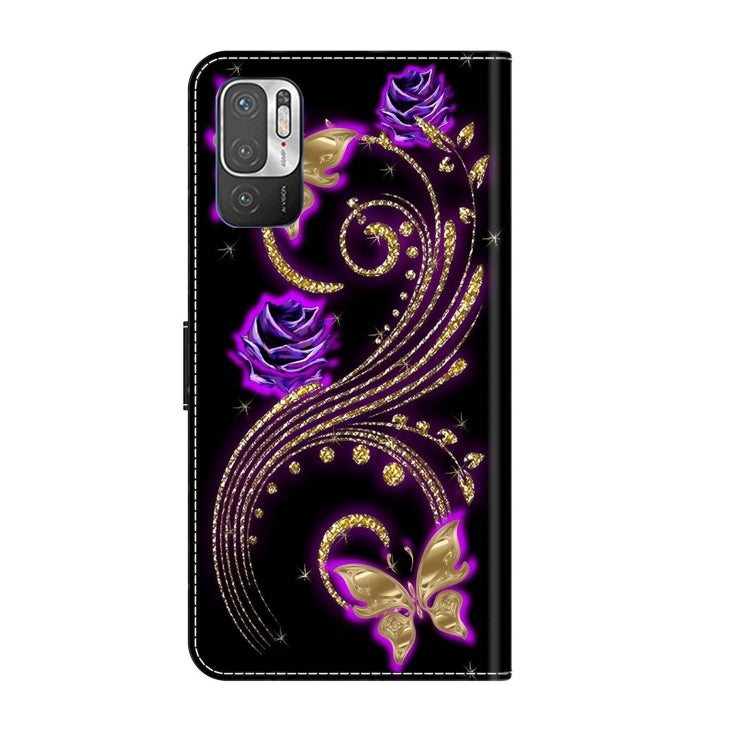 For Xiaomi Redmi Note 10 5G Crystal 3D Shockproof Protective Leather Phone Case(Purple Flower Butterfly) - free shipping - PMC TechLife - Order now!