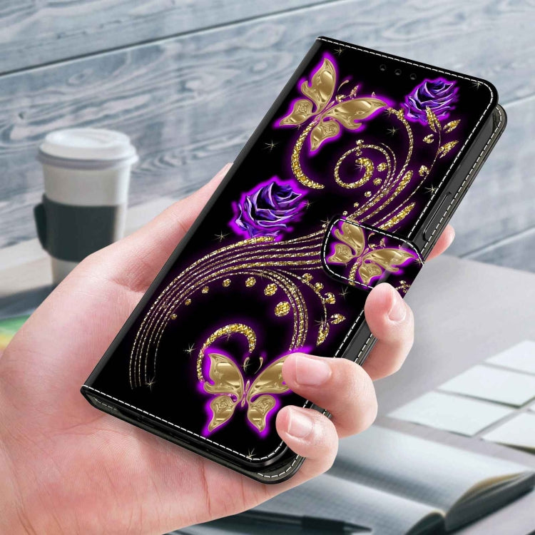 For Xiaomi Redmi Note 10 5G Crystal 3D Shockproof Protective Leather Phone Case(Purple Flower Butterfly) - Xiaomi Cases by PMC Jewellery | Online Shopping South Africa | PMC Jewellery