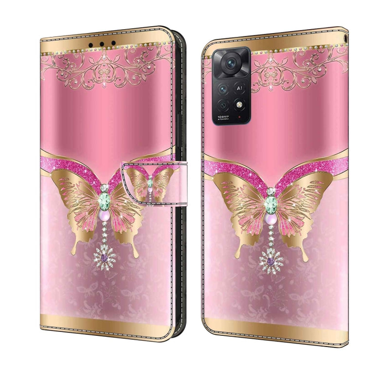 For Xiaomi Redmi Note 11 Pro 5G / 4G Global Crystal 3D Shockproof Protective Leather Phone Case(Pink Bottom Butterfly) - free shipping - PMC TechLife - Order now!