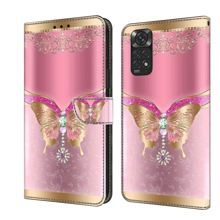 For Xiaomi Redmi Note 11 Global Crystal 3D Shockproof Protective Leather Phone Case(Pink Bottom Butterfly) - Xiaomi Cases by PMC Jewellery | Online Shopping South Africa | PMC Jewellery