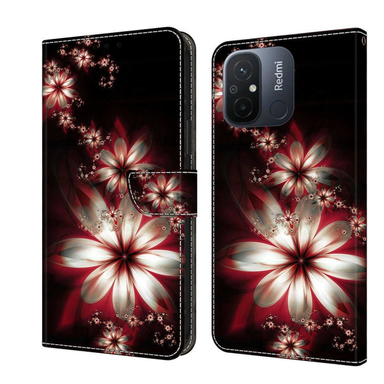 For Xiaomi Redmi 11A 4G / Redmi 12C Global Crystal 3D Shockproof Protective Leather Phone Case(Fantastic Flower) - free shipping - PMC TechLife - Order now!