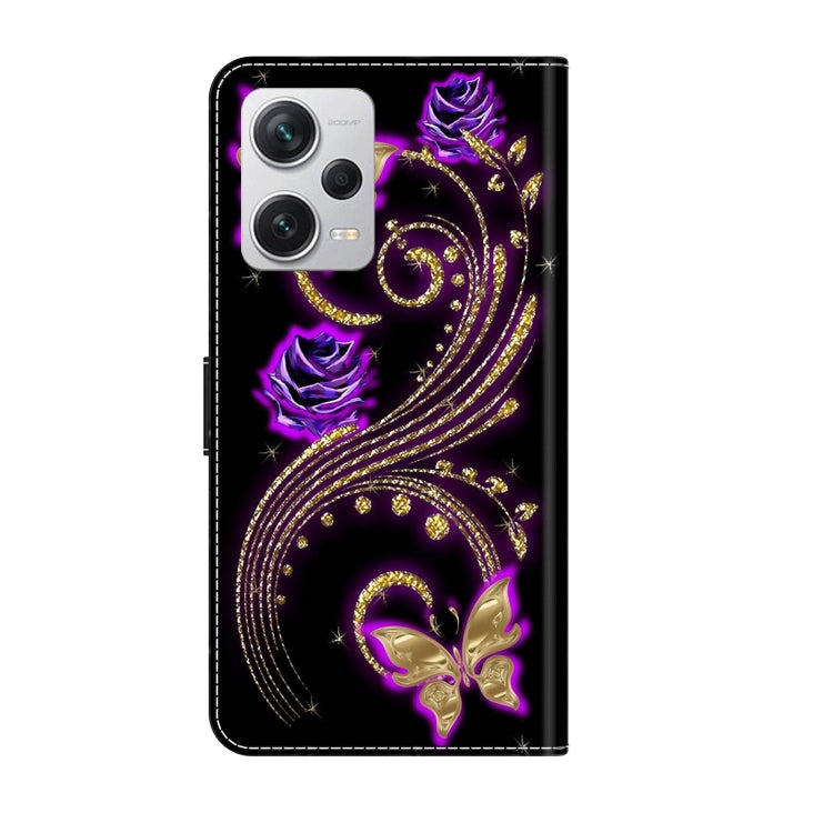 For Xiaomi Redmi Note 12 Pro+ Crystal 3D Shockproof Protective Leather Phone Case(Purple Flower Butterfly) - free shipping - PMC TechLife - Order now!