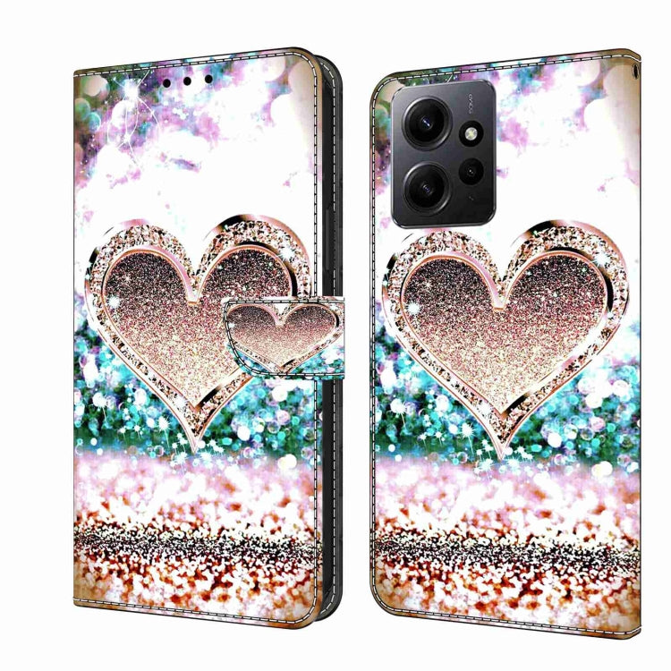 For Xiaomi Redmi Note 12 4G Crystal 3D Shockproof Protective Leather Phone Case(Pink Diamond Heart) - free shipping - PMC TechLife - Order now!