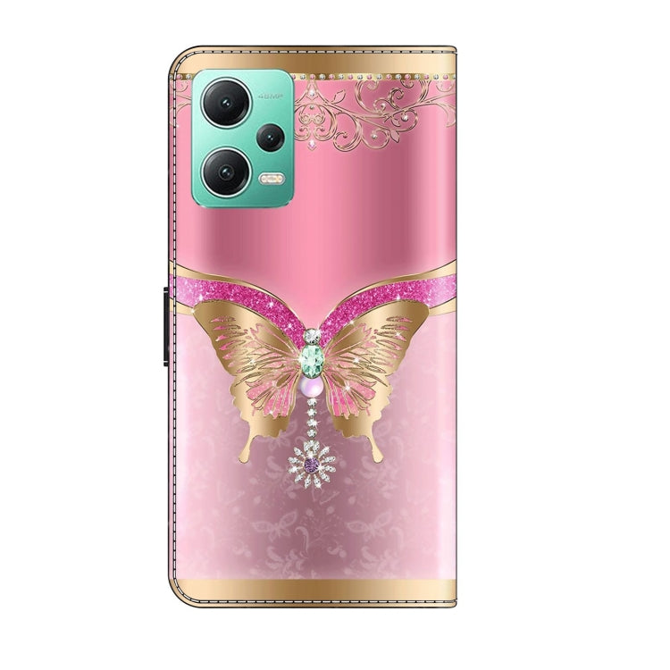 For Xiaomi Redmi Note 12 5G Global / Poco X5 Crystal 3D Shockproof Protective Leather Phone Case(Pink Bottom Butterfly) - free shipping - PMC TechLife - Order now!
