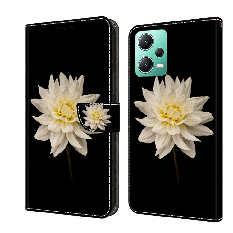For Xiaomi Redmi Note 12 5G Global / Poco X5 Crystal 3D Shockproof Protective Leather Phone Case(White Flower) - free shipping - PMC TechLife - Order now!