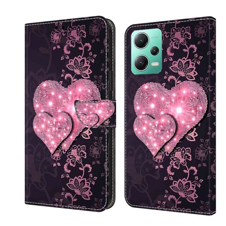 For Xiaomi Redmi Note 12 5G Global / Poco X5 Crystal 3D Shockproof Protective Leather Phone Case(Lace Love) - free shipping - PMC TechLife - Order now!