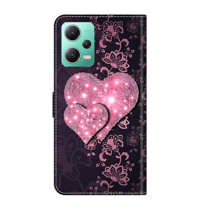 For Xiaomi Redmi Note 12 5G Global / Poco X5 Crystal 3D Shockproof Protective Leather Phone Case(Lace Love) - Xiaomi Cases by PMC Jewellery | Online Shopping South Africa | PMC Jewellery