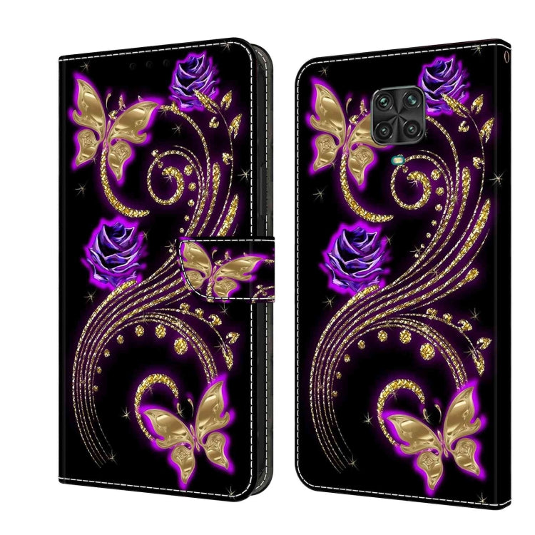 For Xiaomi Redmi Note 9 Pro Crystal 3D Shockproof Protective Leather Phone Case(Purple Flower Butterfly) - free shipping - PMC TechLife - Order now!