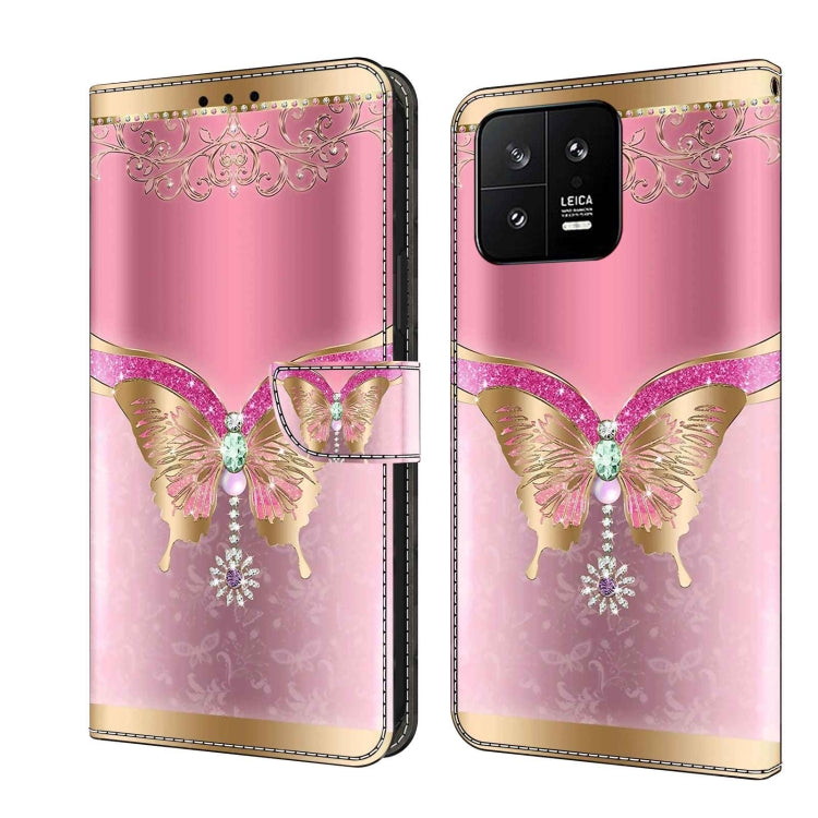 For Xiaomi 13 Crystal 3D Shockproof Protective Leather Phone Case(Pink Bottom Butterfly) - free shipping - PMC TechLife - Order now!