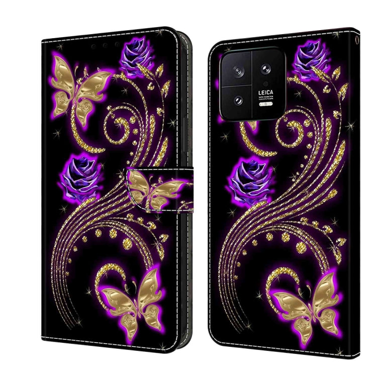 For Xiaomi 13 Crystal 3D Shockproof Protective Leather Phone Case(Purple Flower Butterfly) - free shipping - PMC TechLife - Order now!