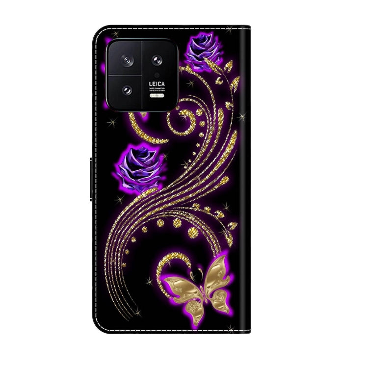 For Xiaomi 13 Crystal 3D Shockproof Protective Leather Phone Case(Purple Flower Butterfly) - free shipping - PMC TechLife - Order now!