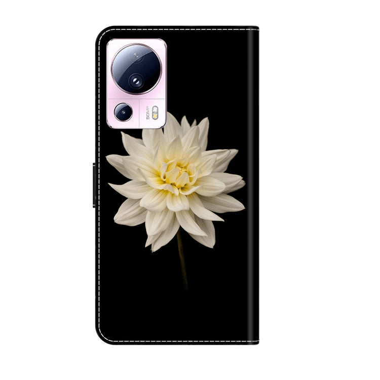 For Xiaomi 13 Lite Crystal 3D Shockproof Protective Leather Phone Case(White Flower) - free shipping - PMC TechLife - Order now!