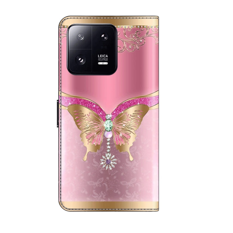 For Xiaomi 13 Pro Crystal 3D Shockproof Protective Leather Phone Case(Pink Bottom Butterfly) - free shipping - PMC TechLife - Order now!