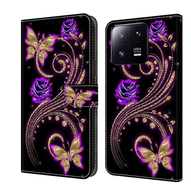 For Xiaomi 13 Pro Crystal 3D Shockproof Protective Leather Phone Case(Purple Flower Butterfly) - free shipping - PMC TechLife - Order now!
