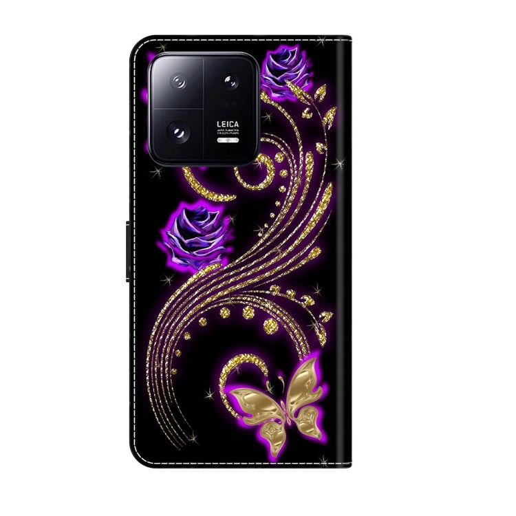 For Xiaomi 13 Pro Crystal 3D Shockproof Protective Leather Phone Case(Purple Flower Butterfly) - free shipping - PMC TechLife - Order now!