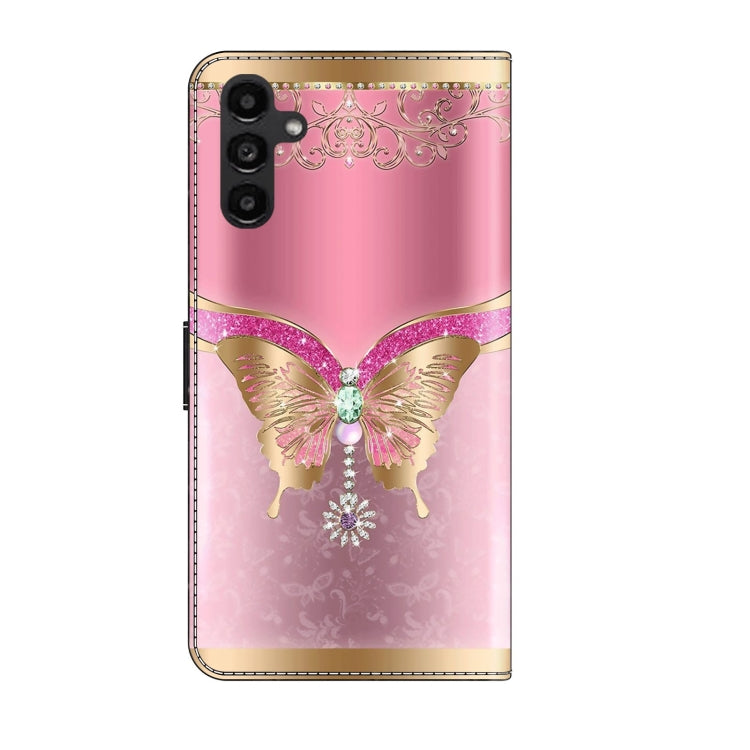 For Samsung Galaxy A14 4G / 5G Crystal 3D Shockproof Protective Leather Phone Case(Pink Bottom Butterfly) - free shipping - PMC TechLife - Order now!