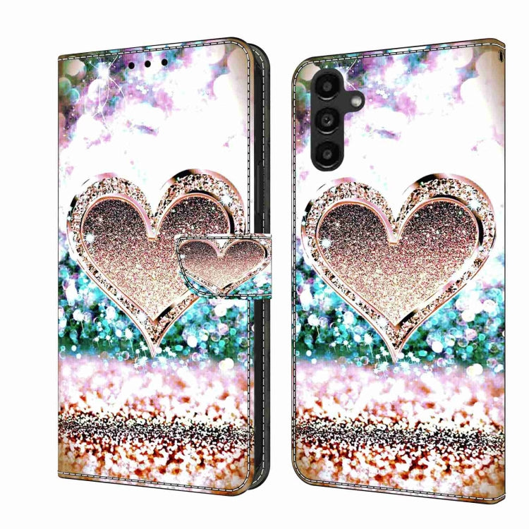 For Samsung Galaxy A14 4G / 5G Crystal 3D Shockproof Protective Leather Phone Case(Pink Diamond Heart) - free shipping - PMC TechLife - Order now!