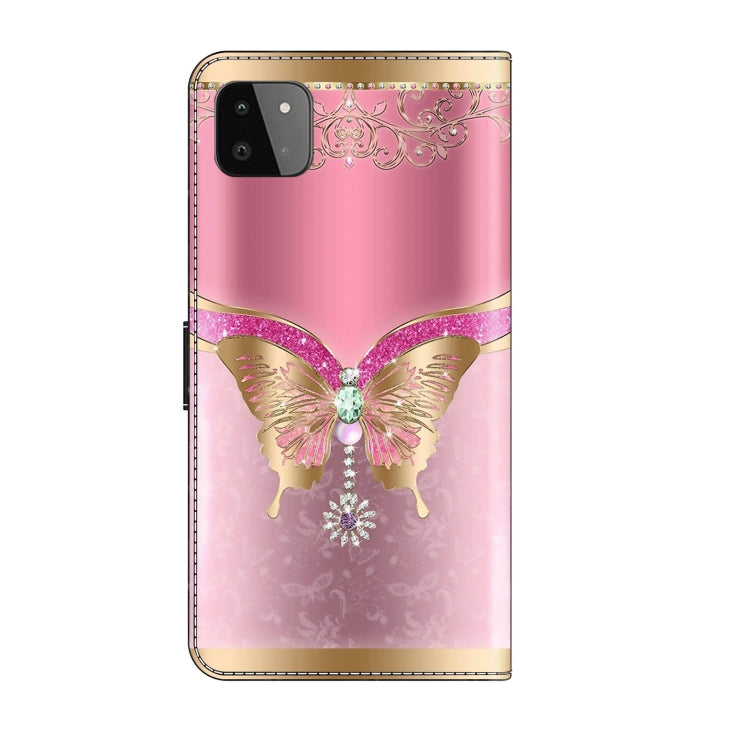 For Samsung Galaxy A22 5G Crystal 3D Shockproof Protective Leather Phone Case(Pink Bottom Butterfly) - free shipping - PMC TechLife - Order now!