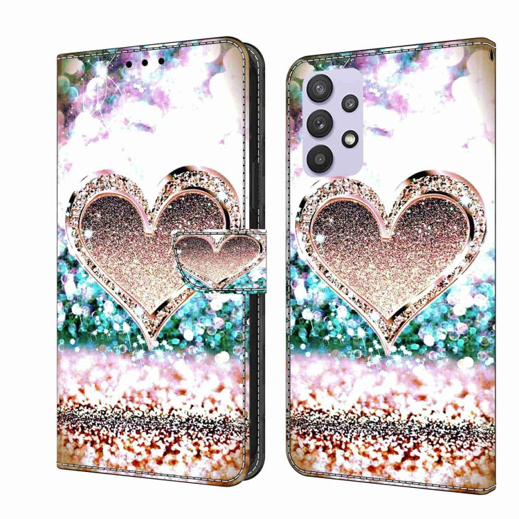 For Samsung Galaxy A32 5G Crystal 3D Shockproof Protective Leather Phone Case(Pink Diamond Heart) - free shipping - PMC TechLife - Order now!