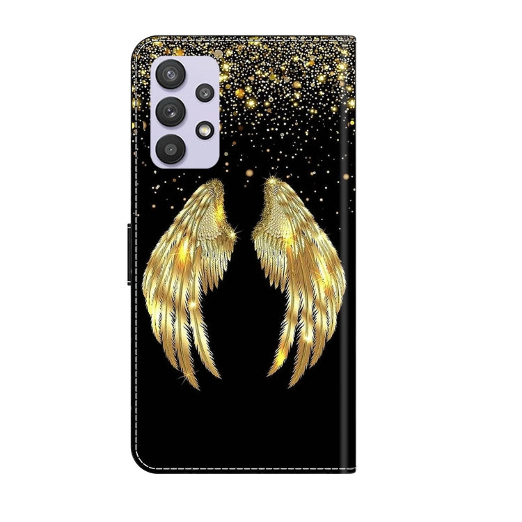 For Samsung Galaxy A32 5G Crystal 3D Shockproof Protective Leather Phone Case(Golden Wings) - free shipping - PMC TechLife - Order now!