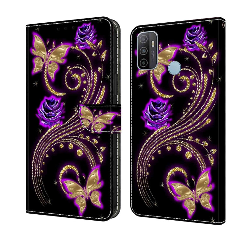 For Samsung Galaxy A33 5G Crystal 3D Shockproof Protective Leather Phone Case(Purple Flower Butterfly) - free shipping - PMC TechLife - Order now!