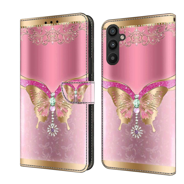 For Samsung Galaxy A34 5G Crystal 3D Shockproof Protective Leather Phone Case(Pink Bottom Butterfly) - free shipping - PMC TechLife - Order now!
