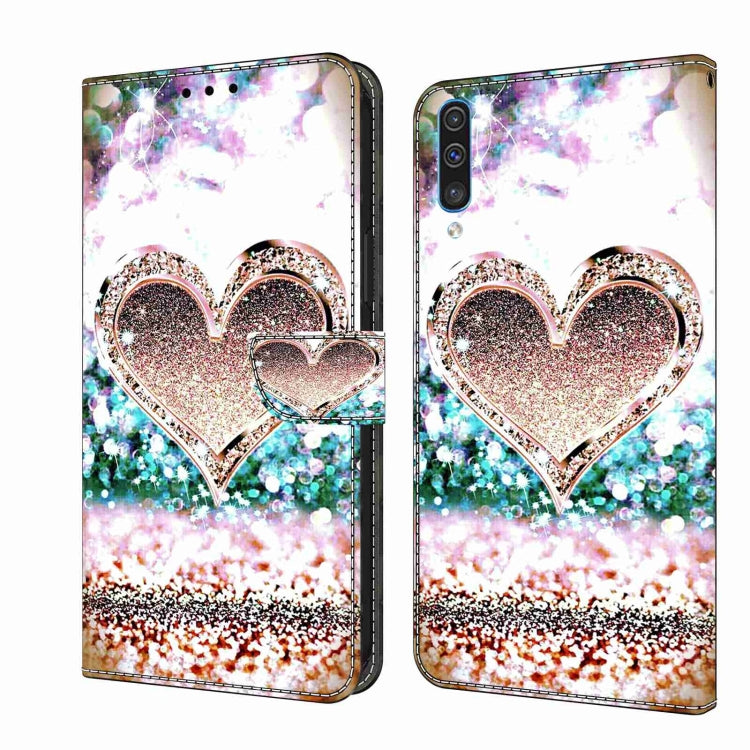 For Samsung Galaxy A50 Crystal 3D Shockproof Protective Leather Phone Case(Pink Diamond Heart) - free shipping - PMC TechLife - Order now!