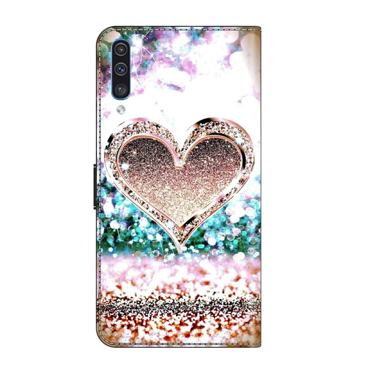For Samsung Galaxy A50 Crystal 3D Shockproof Protective Leather Phone Case(Pink Diamond Heart) - free shipping - PMC TechLife - Order now!