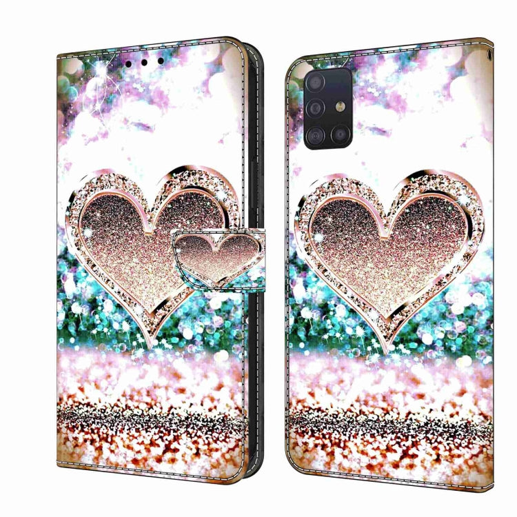 For Samsung Galaxy A51 4G Crystal 3D Shockproof Protective Leather Phone Case(Pink Diamond Heart) - free shipping - PMC TechLife - Order now!