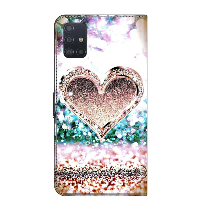 For Samsung Galaxy A51 4G Crystal 3D Shockproof Protective Leather Phone Case(Pink Diamond Heart) - free shipping - PMC TechLife - Order now!