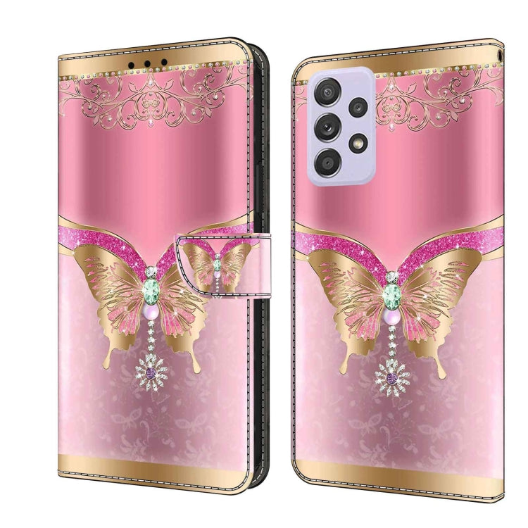 For Samsung Galaxy A52 / A52s 5G Crystal 3D Shockproof Protective Leather Phone Case(Pink Bottom Butterfly) - free shipping - PMC TechLife - Order now!