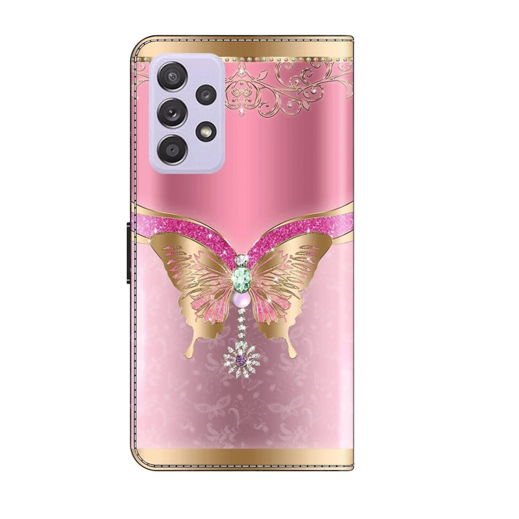 For Samsung Galaxy A52 / A52s 5G Crystal 3D Shockproof Protective Leather Phone Case(Pink Bottom Butterfly) - free shipping - PMC TechLife - Order now!