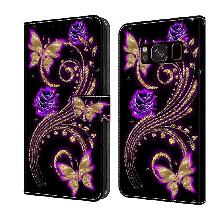 For Samsung Galaxy S8 Crystal 3D Shockproof Protective Leather Phone Case(Purple Flower Butterfly) - free shipping - PMC TechLife - Order now!