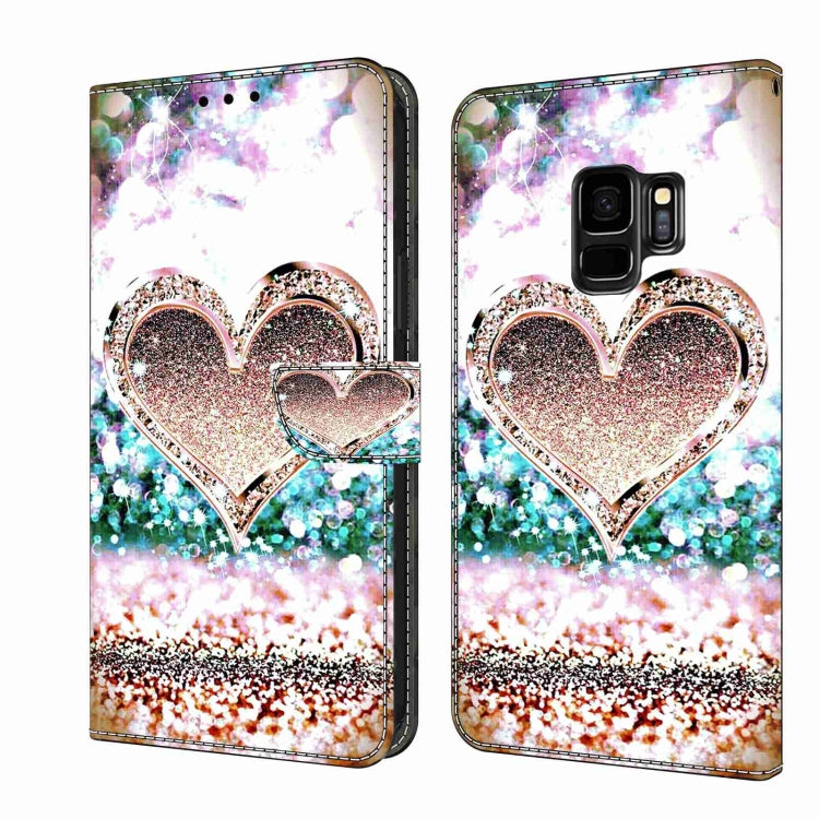 For Samsung Galaxy S9 Crystal 3D Shockproof Protective Leather Phone Case(Pink Diamond Heart) - free shipping - PMC TechLife - Order now!