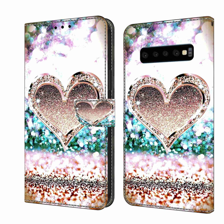 For Samsung Galaxy S10 Crystal 3D Shockproof Protective Leather Phone Case(Pink Diamond Heart) - free shipping - PMC TechLife - Order now!