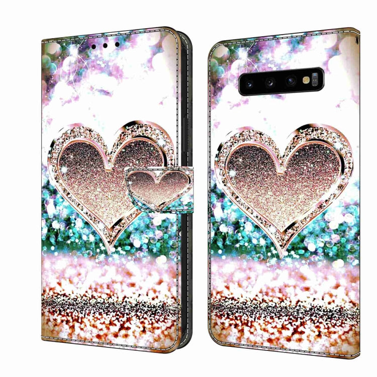For Samsung Galaxy S10+ Crystal 3D Shockproof Protective Leather Phone Case(Pink Diamond Heart) - free shipping - PMC TechLife - Order now!