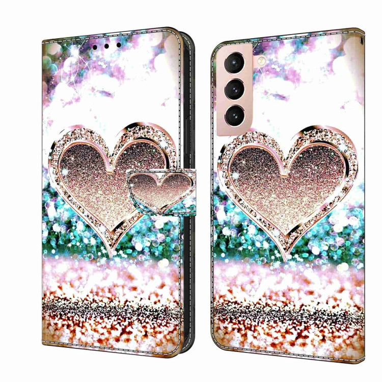 For Samsung Galaxy S21 Crystal 3D Shockproof Protective Leather Phone Case(Pink Diamond Heart) - free shipping - PMC TechLife - Order now!