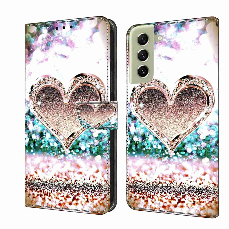 For Samsung Galaxy S21 FE 5G Crystal 3D Shockproof Protective Leather Phone Case(Pink Diamond Heart) - free shipping - PMC TechLife - Order now!