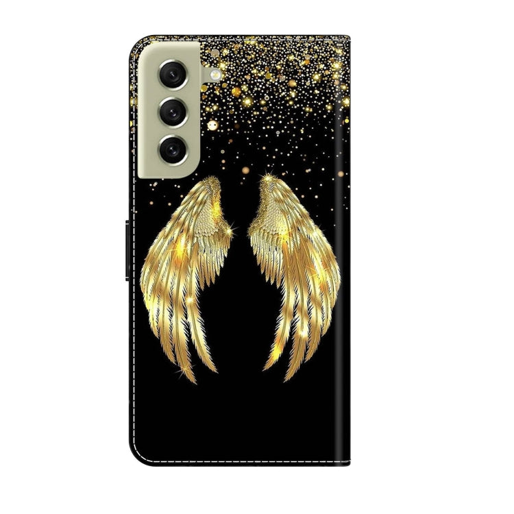 For Samsung Galaxy S21 FE 5G Crystal 3D Shockproof Protective Leather Phone Case(Golden Wings) - free shipping - PMC TechLife - Order now!