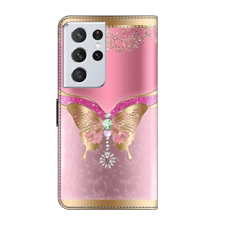 For Samsung Galaxy S21 Ultra Crystal 3D Shockproof Protective Leather Phone Case(Pink Bottom Butterfly) - free shipping - PMC TechLife - Order now!