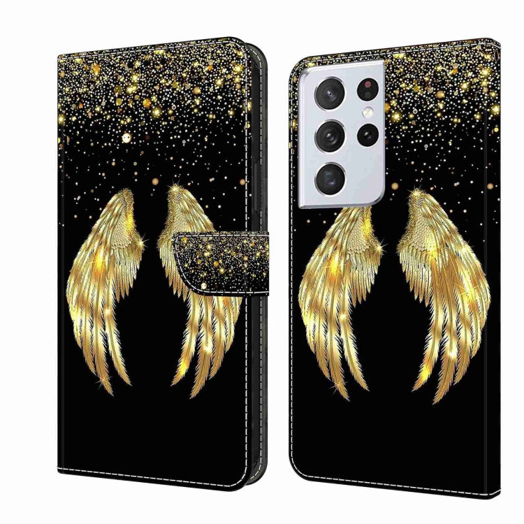 For Samsung Galaxy S21 Ultra Crystal 3D Shockproof Protective Leather Phone Case(Golden Wings) - free shipping - PMC TechLife - Order now!