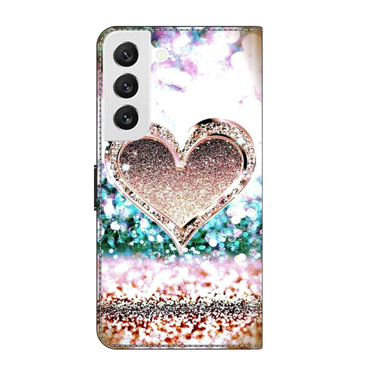 For Samsung Galaxy S22 Crystal 3D Shockproof Protective Leather Phone Case(Pink Diamond Heart) - free shipping - PMC TechLife - Order now!