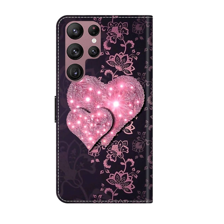 For Samsung Galaxy S22 Ultra Crystal 3D Shockproof Protective Leather Phone Case(Lace Love) - free shipping - PMC TechLife - Order now!